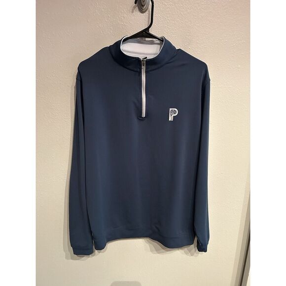Peter Millar Mens Large Wicking Performance 1/4 Zip Pullover Blue - Picture 1 of 9